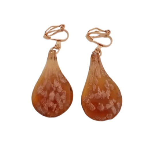 Amber Glitter Clip On Earrings