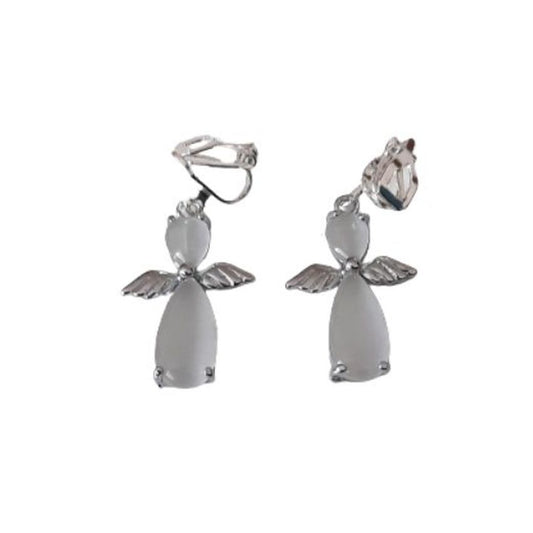 Angel Dangly Clip On Earrings