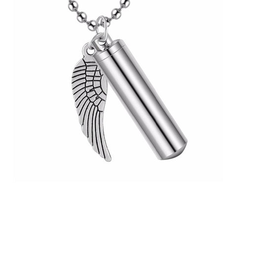 Angel Wing Charm Cylinder Ashes Locket