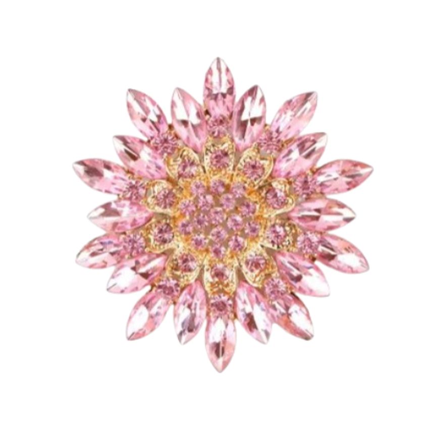 Baby Pink Cubic Zirconia Flower Brooch