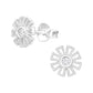 Baguette Flower Sterling Silver Stud Earrings