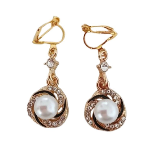 Black And Gold Diamante Clip On Earrings