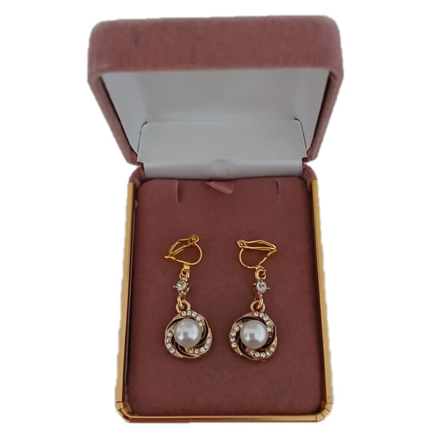 Black And Gold Diamante Clip On Earrings(2)