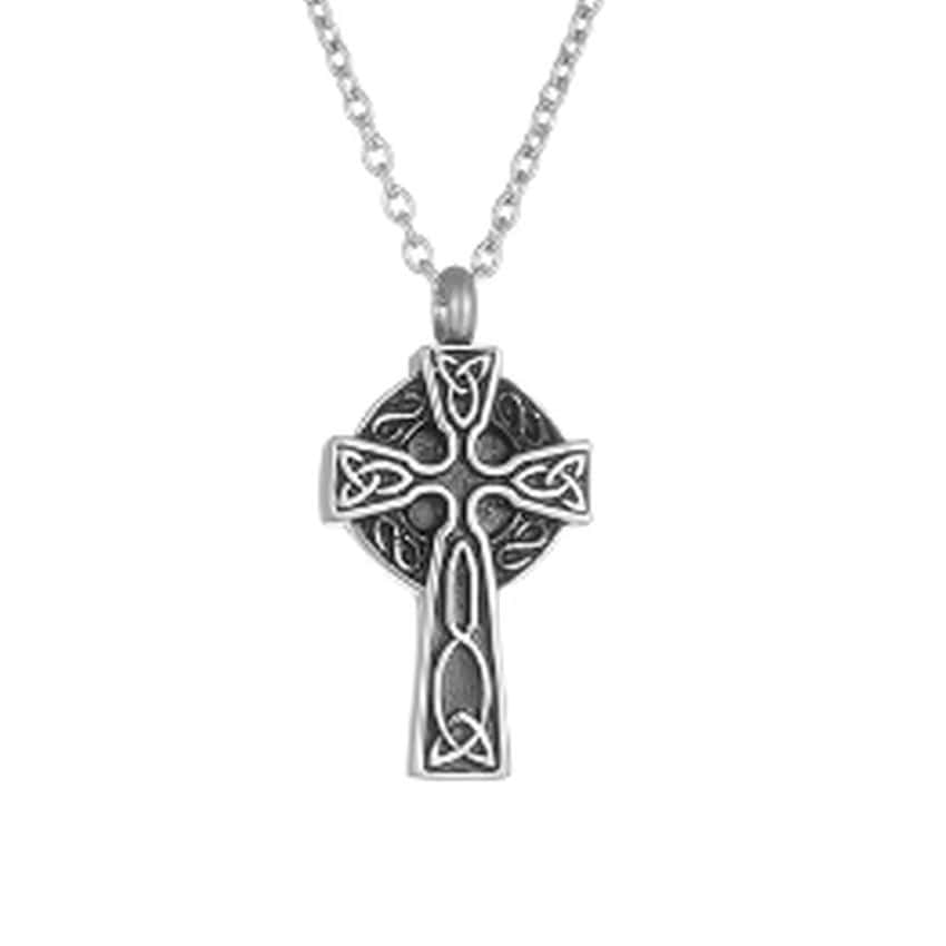 Black Celtic Cross Memorial Cremation Ashes Pendant