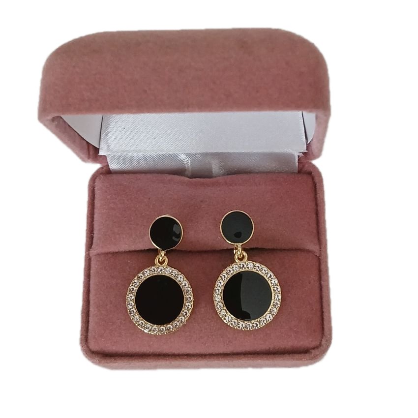 Black Centre Diamante Circle Clip On Earrings(2)