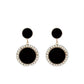 Black Centre Diamante Circle Clip On Earrings