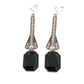Black Diamante Drop Clip On Earrings