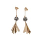 Black Flower Long Drop Clip On Earrings