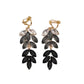 Black Leaf Drop Clip On Earrings