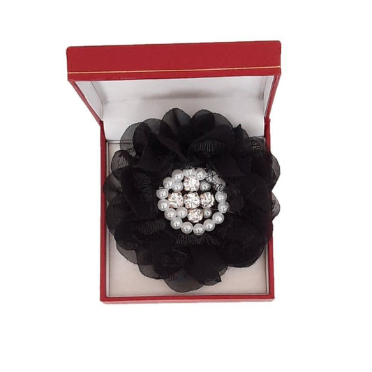 Black Pearl Ruffle Flower Wrist Corsage