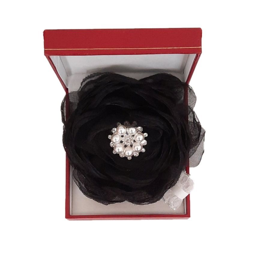 Black Shabby Chic Flower Wrist Corsage