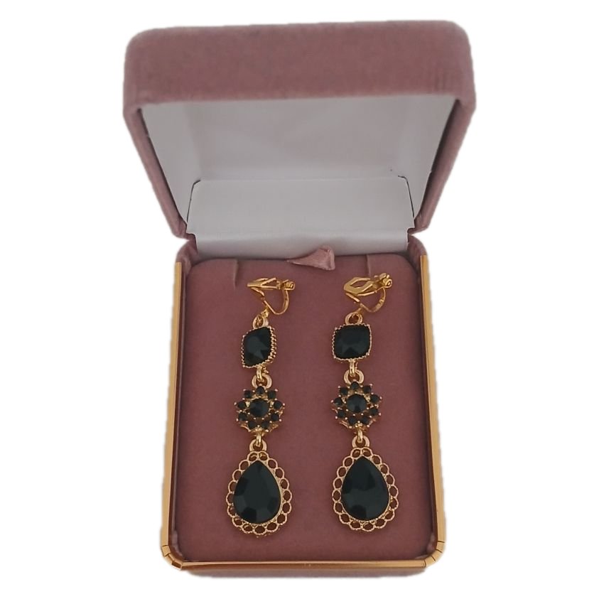 Black Vintage Style Clip On Earrings(2)