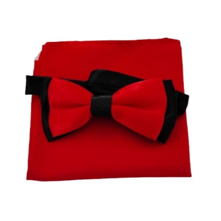 Black With Red Boys Dicky Bow And Hanky Set