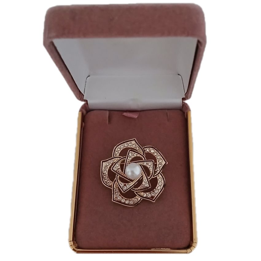 Black And Crystal Flower Brooch(2)