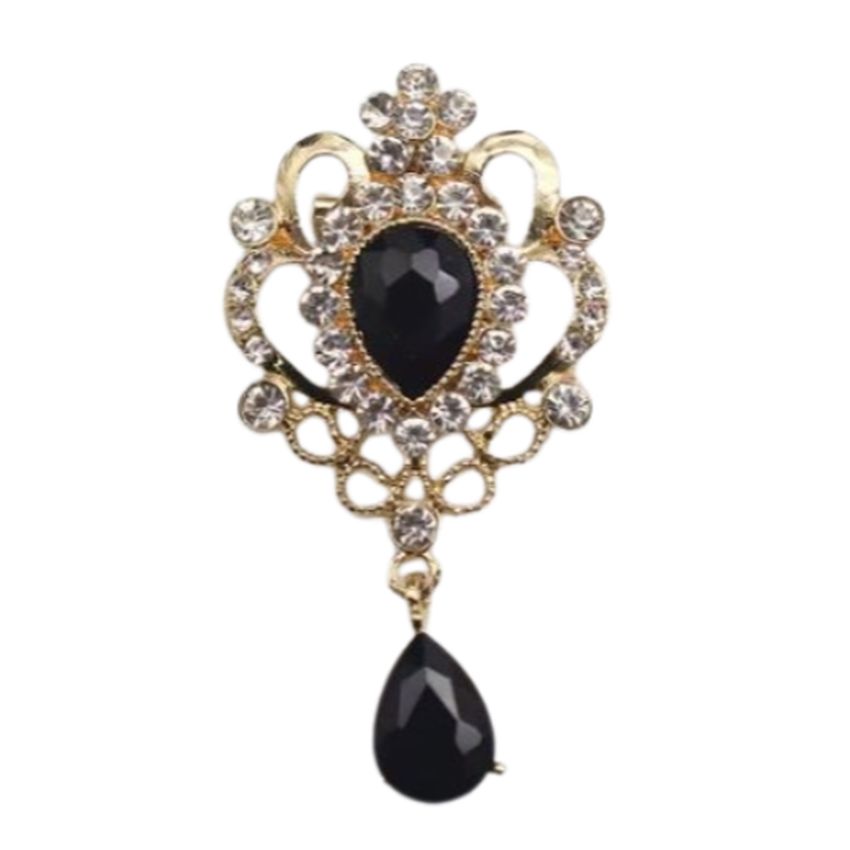 Black Centre With Stone Detail Brooch