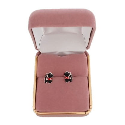 Black Enamel Sterling Silver Cat Earrings(2)