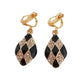 Black Harlequin Pattern Clip On Earrings