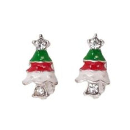 Bling Christmas Tree Clip On Earrings