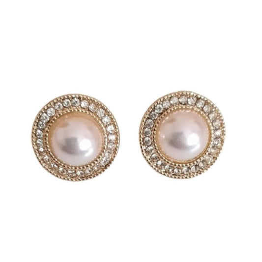 Bling Diamante And Gold Clip On Earrings