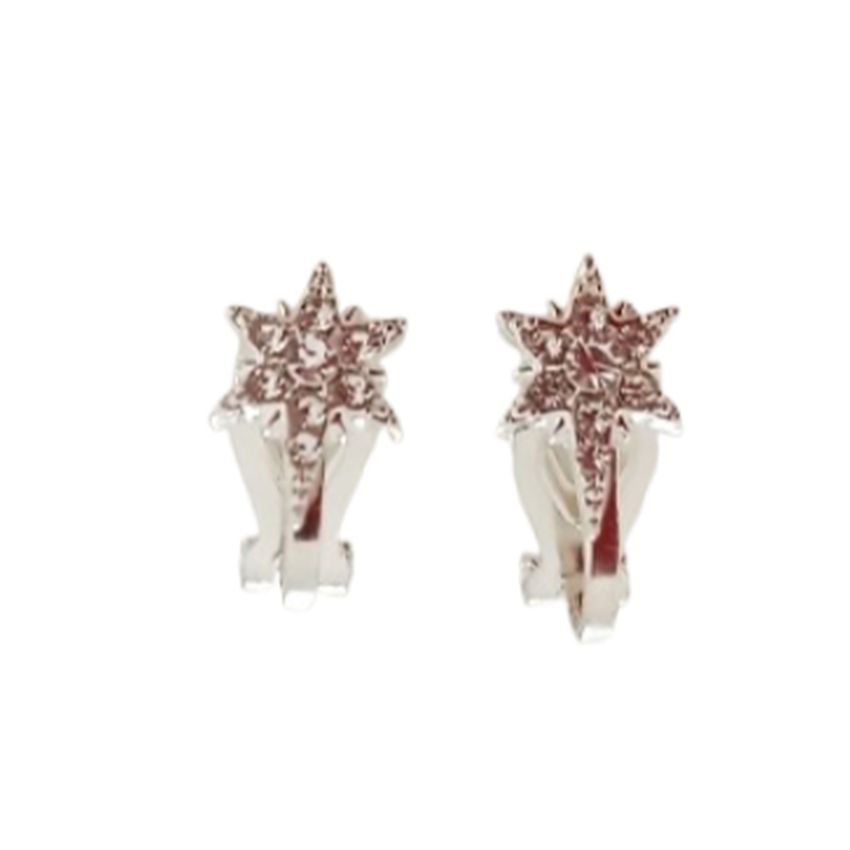 Bling Christmas Star Clip On Earrings