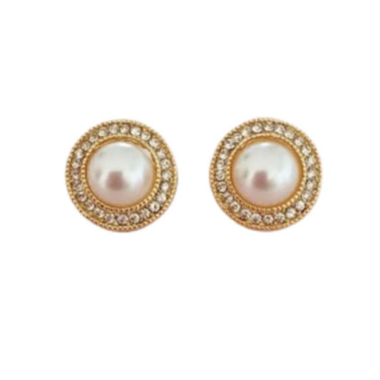 Bling Diamante And Gold Clip On Earrings