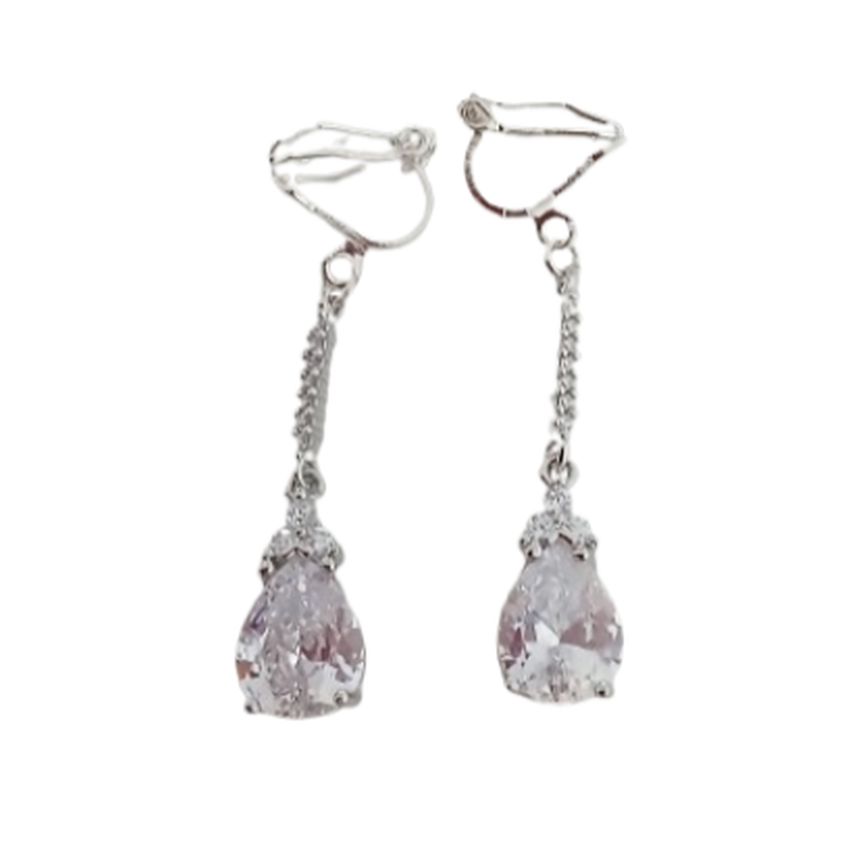 Bling Diamante And Silver Clip On Earrings