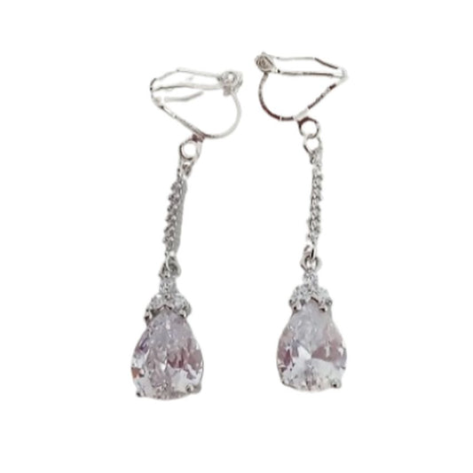 Bling Diamante And Silver Clip On Earrings