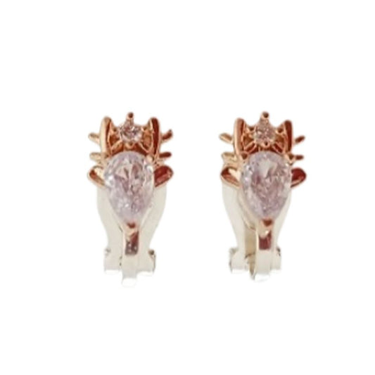 Bling Reindeer Face Clip On Earrings