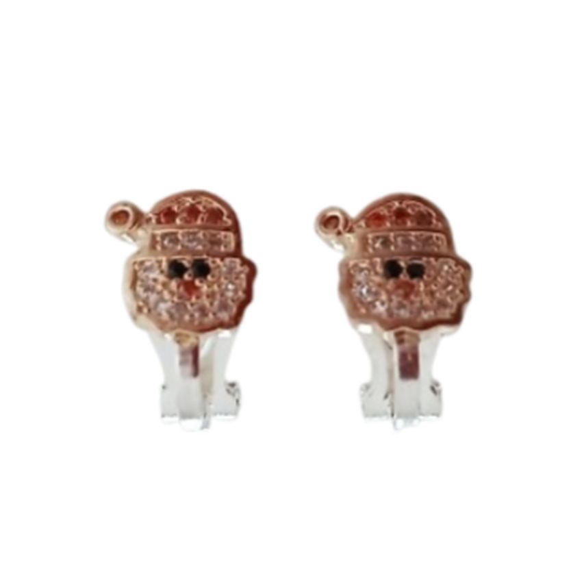 Bling Santa Face Clip On Earrings