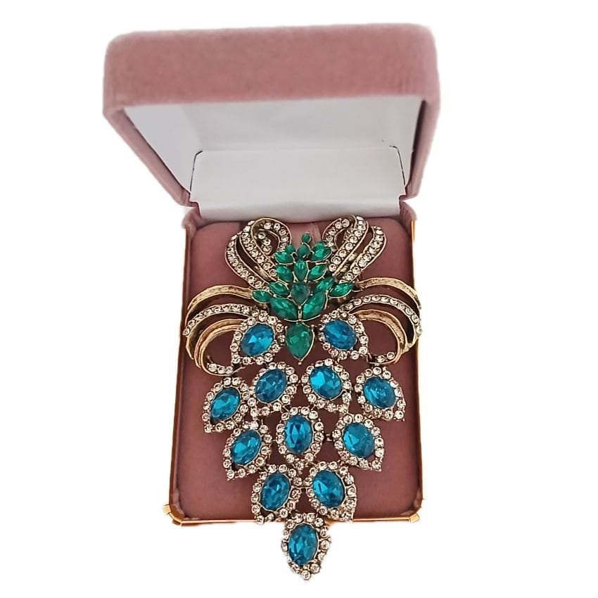 Blue And Green Crystal Brooch(2)