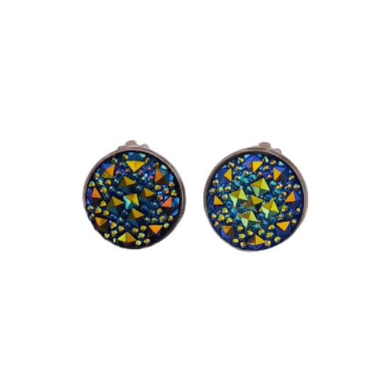 Blue And Green Sparkle Clip On Earrings