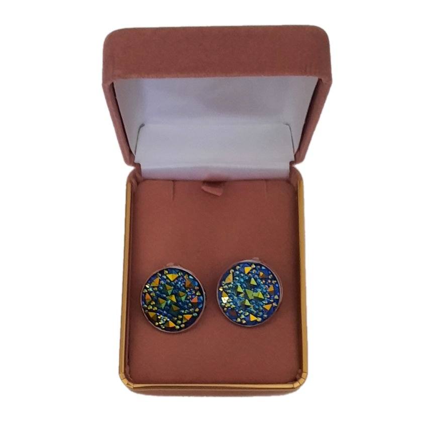 Blue And Green Sparkle Clip On Earrings(2)