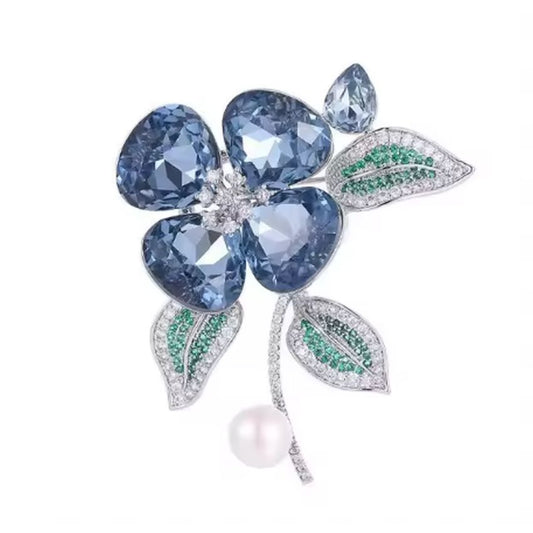 Blue And White Flower Brooch