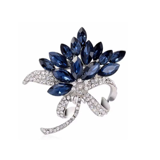 Blue And White Stone Flower Brooch