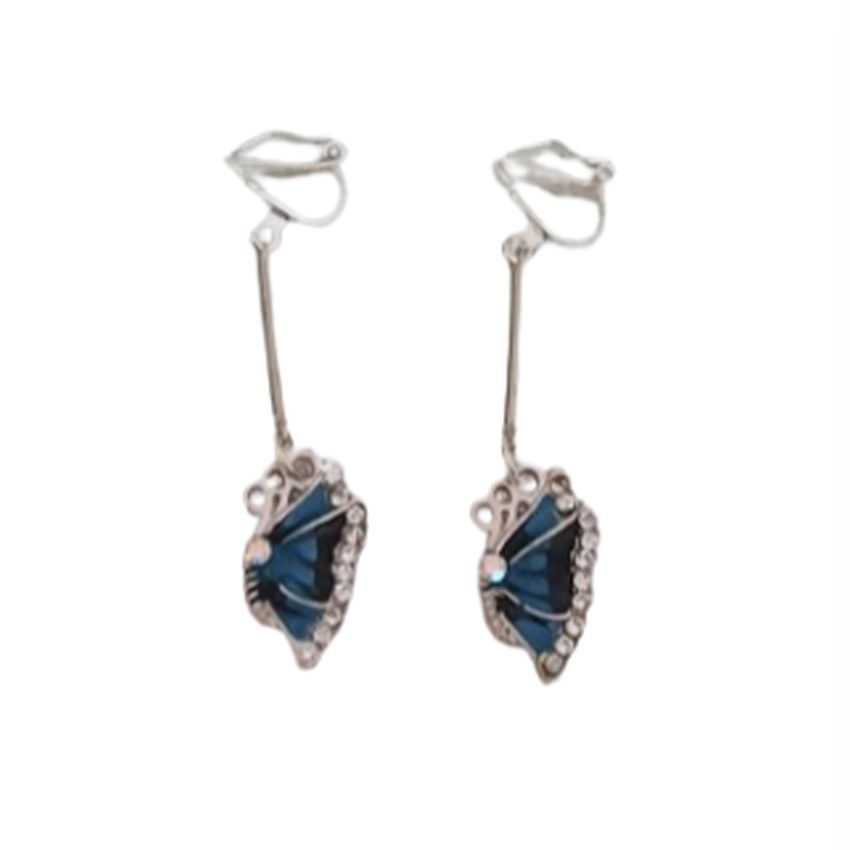 Blue Butterfly Clip On Earrings
