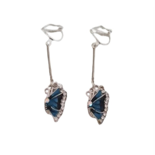 Blue Butterfly Clip On Earrings