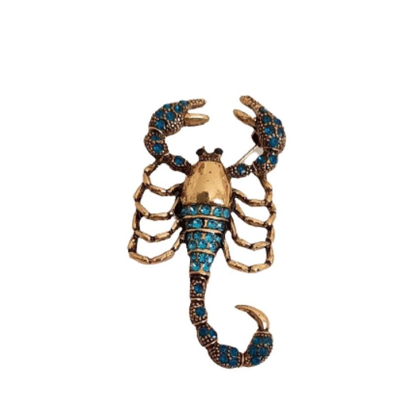 Blue Crystal Scorpian Brooch