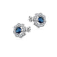 Blue Cubic Zirconia Centre Flower Design Earrings