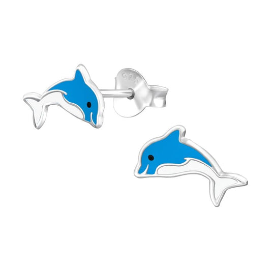Blue Dolphin Sterling Silver Childrens Earrings