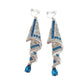 Blue Drape Diamante Clip On Earrings