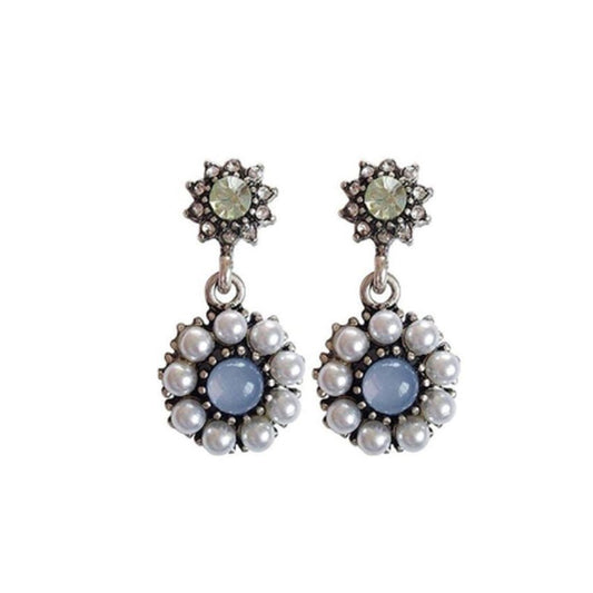 Blue Drop Clip on Earrings, Silver Coloured Stem