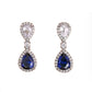 Blue Drop Diamante Clip On Earrings