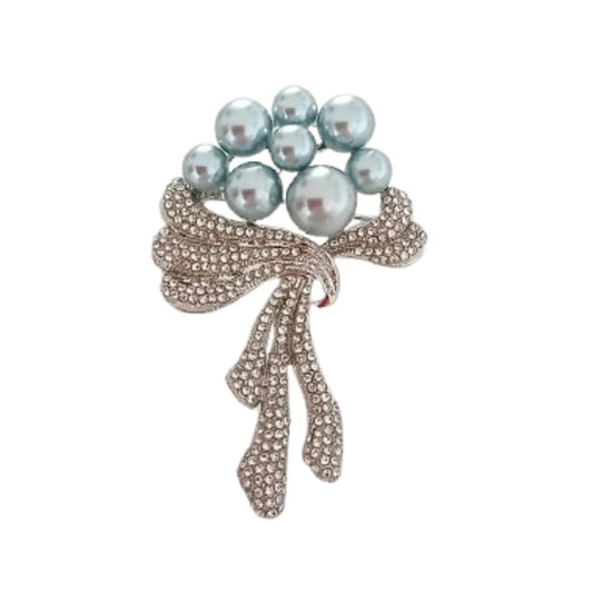 Blue Grey Pearl Bead Ladies Brooch