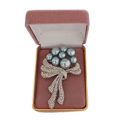 Blue Grey Pearl Bead Ladies Brooch(2)