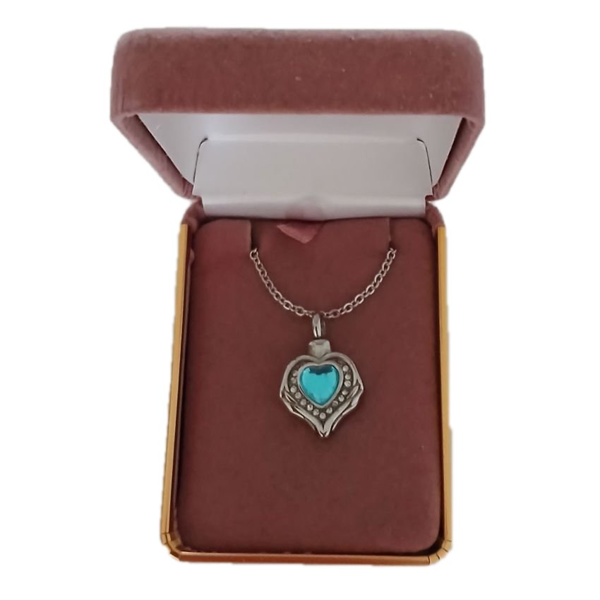 Blue Heart Centre Cremation Ashes Locket(2)