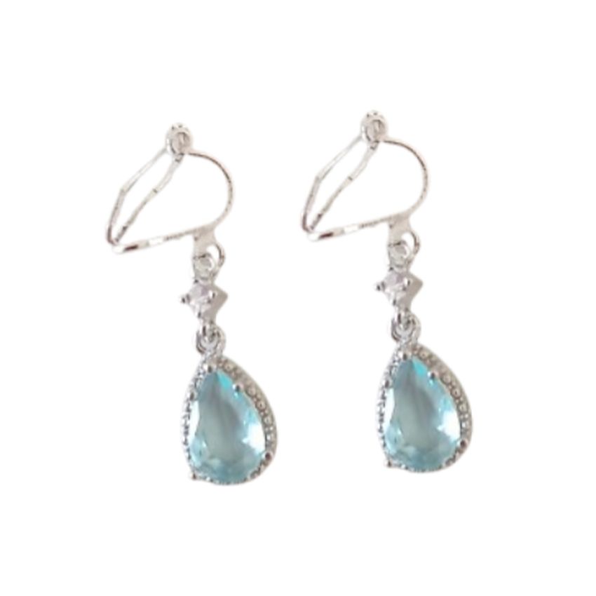 Blue Ice Drop Clip On Earrings
