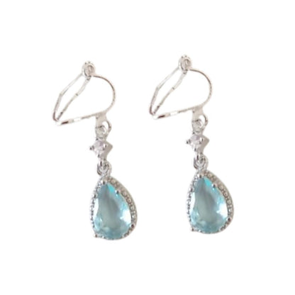 Blue Ice Drop Clip On Earrings