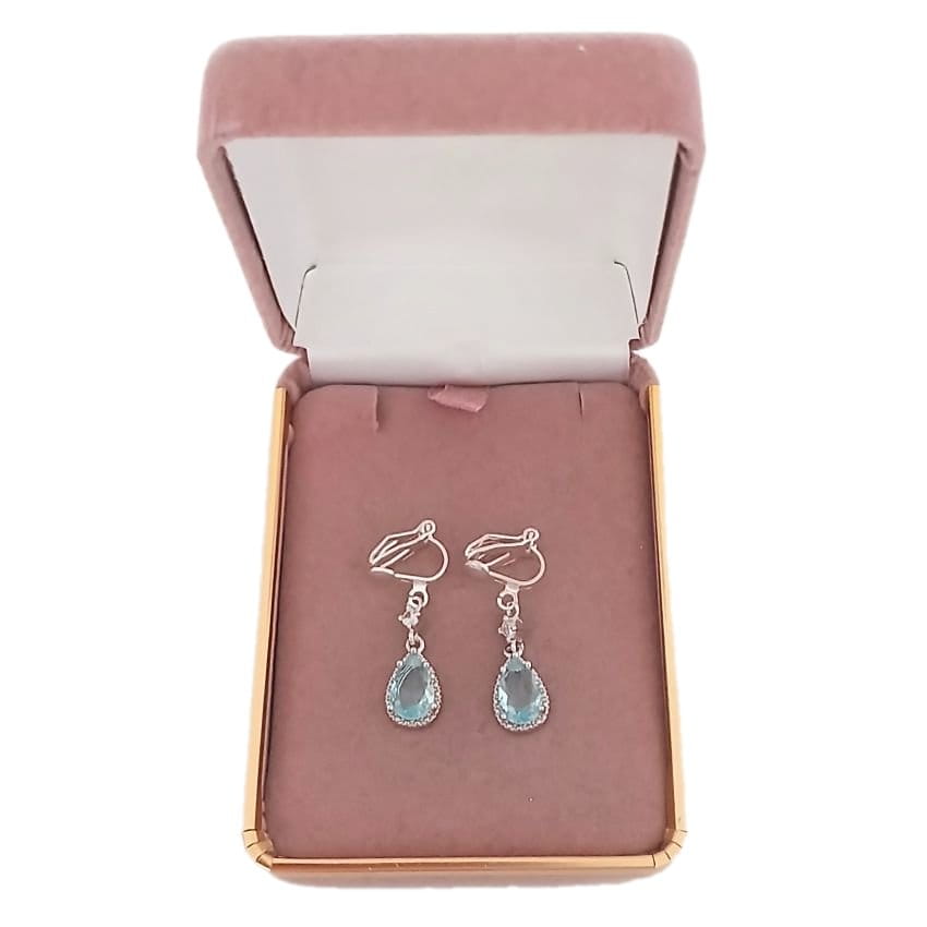 Blue Ice Drop Clip On Earrings(2)