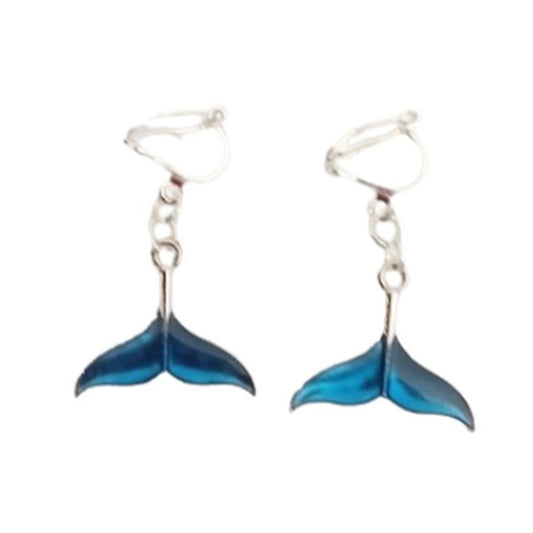 Blue Shimmer Mermaid Tail Clip On Earrings