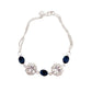 Blue Stone And Silver Flowers Silver Twist Ladies Bracelet